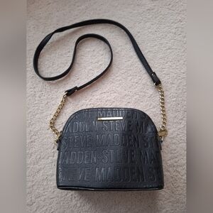 Steve Madden Embossed Black Crossbody Bag with Gold Chain